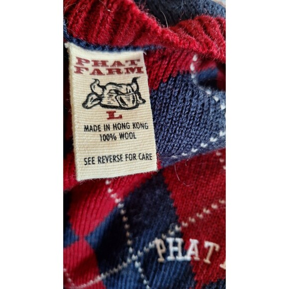 Vintage Phat Farm Crewneck Pullover Sweater Preppy College Plaid Large - Picture 7 of 9